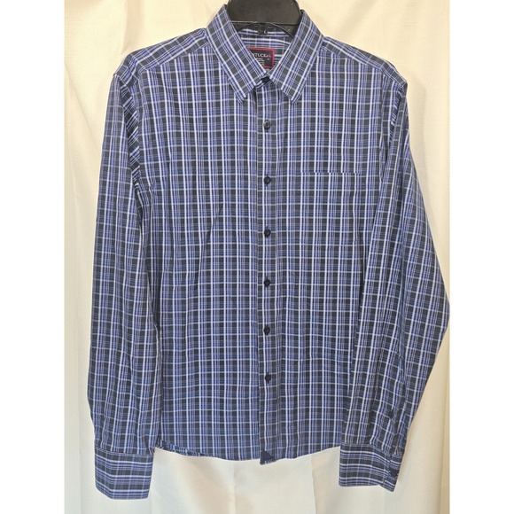 Untuckit Shirt Men Small Blue Plaid Button Up Long Sleeve Dress Shirt - Picture 4 of 10